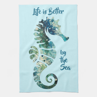 Seepferd - Das Leben am Meer ist besser Geschirrtuch