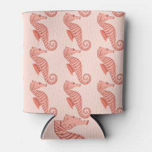 Seepferd-Doodle-Ornament: rosa Hintergrund. Dosenkühler