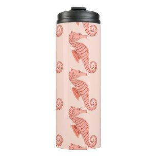 Seepferd-Doodle-Ornament: rosa Hintergrund. Thermosbecher