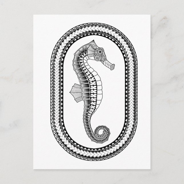 Seepferd Erwachsenenfarben Postkarte (Vorderseite)