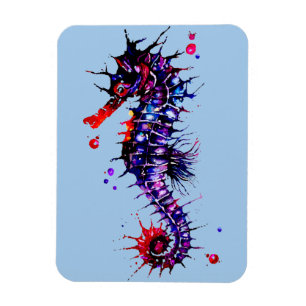 Seepferd Farbe Wasserfarbe Magnet