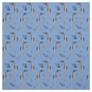 Seepferd Frenzy Fabric (blau) Stoff