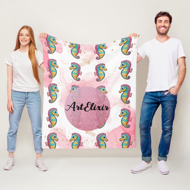 Seepferd Glitzer drucken Fleecedecke (Beispiel)