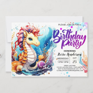 Seepferd Haven Oceanic Geburtstag Einladung
