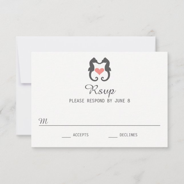 Seepferd-Herz - RSVP-Karte RSVP Karte (Vorderseite)