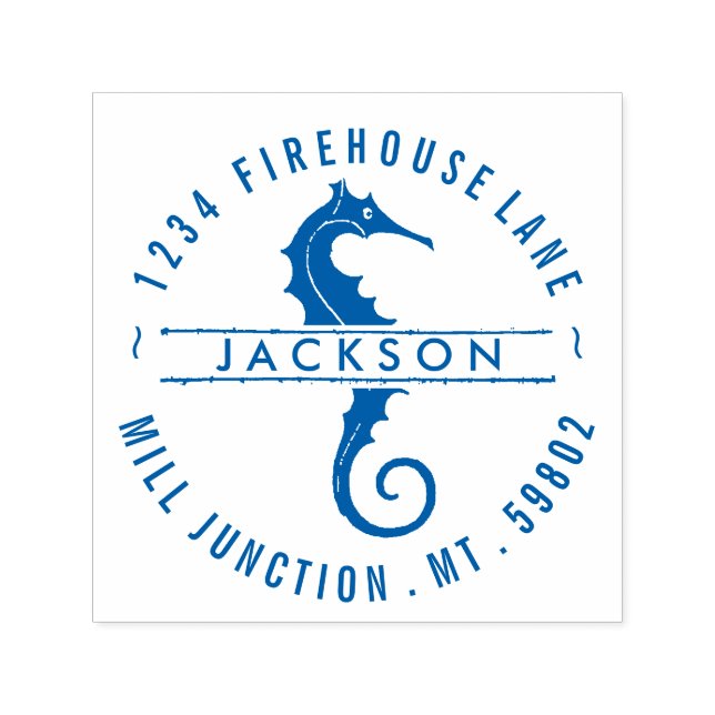 Seepferd in Circle Self-Ink Rücksendeadresse Brief Permastempel (Design)