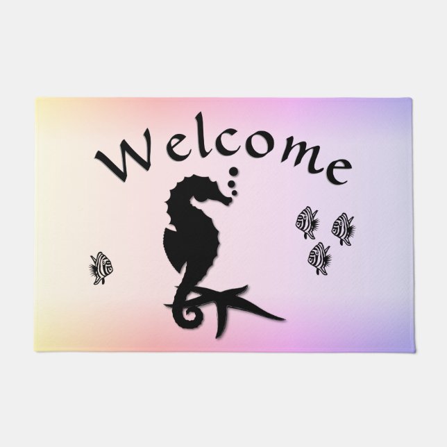 Seepferd in den rosa Empfang Fußmatte (Vorderseite)