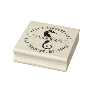 Seepferd in der Kreis-Rücksendeadresse-Briefmarke Gummistempel