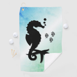 Seepferd ins Grüne Golfhandtuch