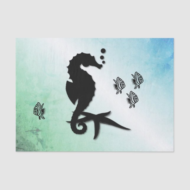 Seepferd ins Grüne Seidenpapier (Vorderseite)