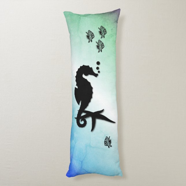 Seepferd ins Grüne Seitenschläferkissen (Rückseite (Vertikal))