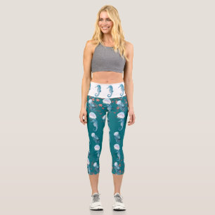 Seepferd Jellyfish Tiefsee Meeresleben Niedlicher Capri Leggings