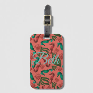 Seepferd Koralle Wasserfarbe Personalisiert Gepäckanhänger