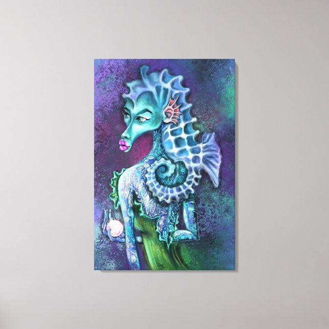 Seepferd Lady Fantasy Leinwand - Malerei (Vorderseite)