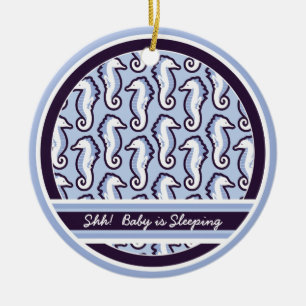 Seepferd-lustige Baby-Schlafenverzierung - Blau Keramikornament