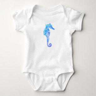 Seepferd Mandala, der Babybodysuit zeichnet Baby Strampler