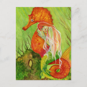 Seepferd mermaid Fantasy Postcard Postkarte