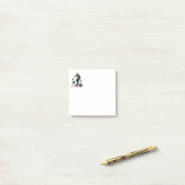 SEEPFERD MIT SEESTERN POST-IT KLEBEZETTEL (Auf Schreibtisch)