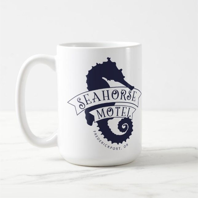 Seepferd Motel Navy Kaffeetasse (Links)