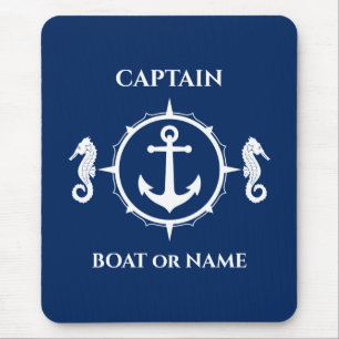 Seepferd Nautical Anchor Captain Boat oder Name Bl Mousepad