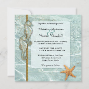 Seepferd Nautical Aqua Wedding Einladung