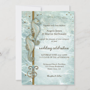 Seepferd Nautical Ocean Wedding Einladung