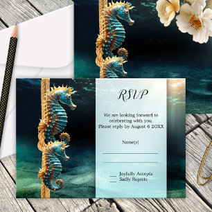 Seepferd Nautical Wedding RSVP Karte