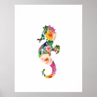 Seepferd nautische Wanddruckkunst Kinderzimmer Poster