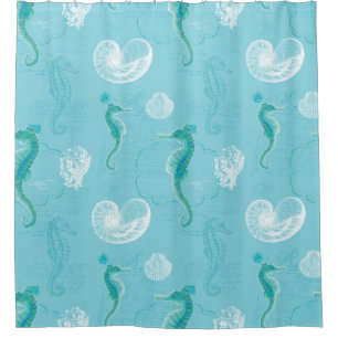 Seepferd Ocean Muscheln Sea Life Bathroom Art Duschvorhang