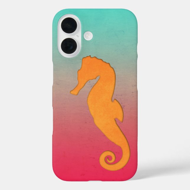Seepferd Orange Silhouette Einfach nautisch Case-Mate iPhone Hülle (Rückseite)