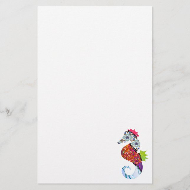 Seepferd-Patchwork-Haustier stationär Briefpapier (Vorderseite)