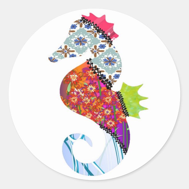 Seepferd Patchwork Sticker (Vorderseite)