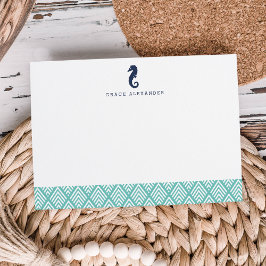 Seepferd Personalisiert Stationery Flachkarten Mitteilungskarte