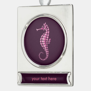 Seepferd Pink Banner-Ornament Silber