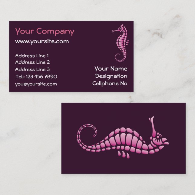 Seepferd Pink Visitenkarte (Vorne/Hinten)