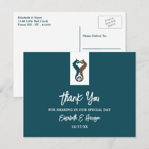 Seepferd Romance, Beach Wedding Danke Postkarte