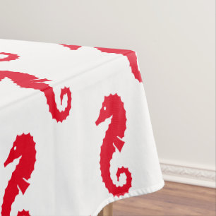 Seepferd Rot-Weiß-Muster Moderner Sommer Tischdecke