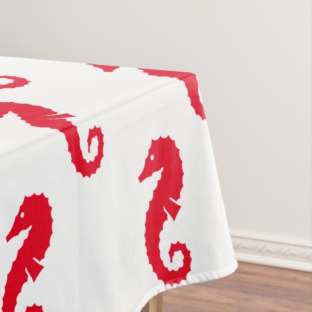 Seepferd Rot-Weiß-Muster Moderner Sommer Tischdecke (Beispiel)