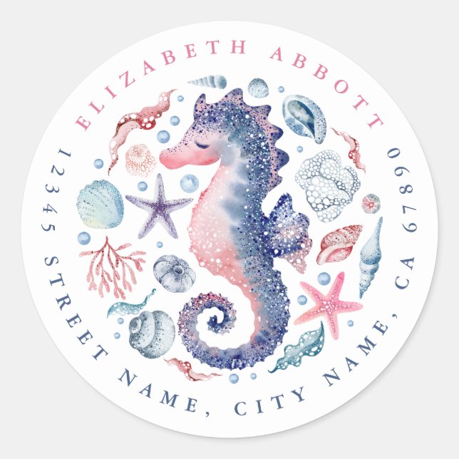 Seepferd Round Stickers (Vorderseite)
