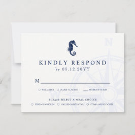 Seepferd | RSVP-Hochzeitessen (Nautic Themed Weddi RSVP Karte