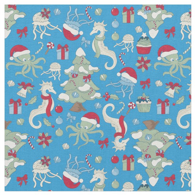 Seepferd santa octopus qualle stoff (Nahaufnahme)