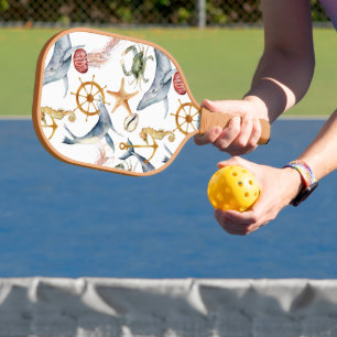 Seepferd, Schiffrad, Dolphin, Krebse, Starfish Pickleball Schläger