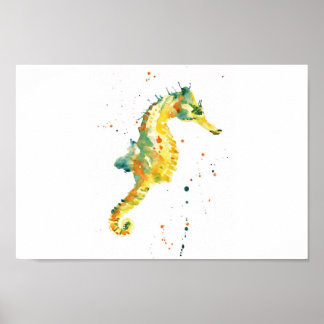 Seepferd, Seepferd, gelbes Seepferd, Bad Poster