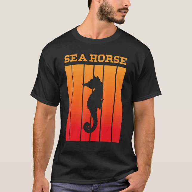 Seepferd Shadow Silhouette bei Sonnenuntergang T-Shirt (Vorderseite)
