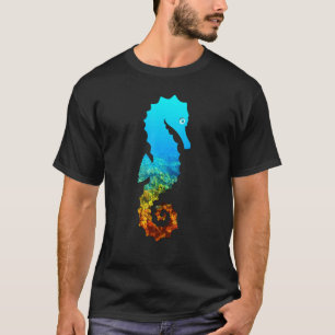 Seepferd-Silhouette Tag der Erde und Ozeanwoche T-Shirt