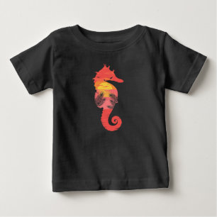 Seepferd Silhouette Tropischer Ozean Sonnenunterga Baby T-shirt
