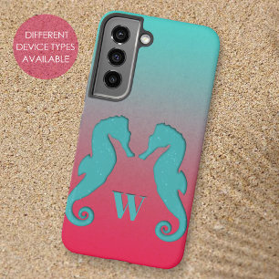 Seepferd-Silhouetten Nautisches Einfaches Monogram Samsung Galaxy Hülle