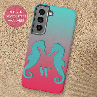 Seepferd-Silhouetten Nautisches Einfaches Monogram Samsung Galaxy Hülle