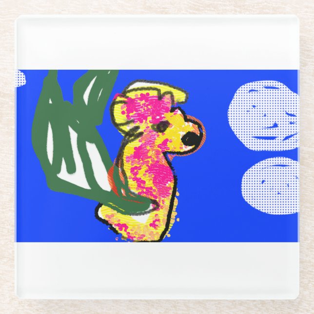 Seepferd Sommer Glasuntersetzer (Vorderseite)