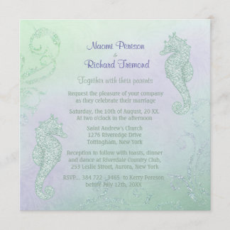 Seepferd Sparkle Wedding Einladung